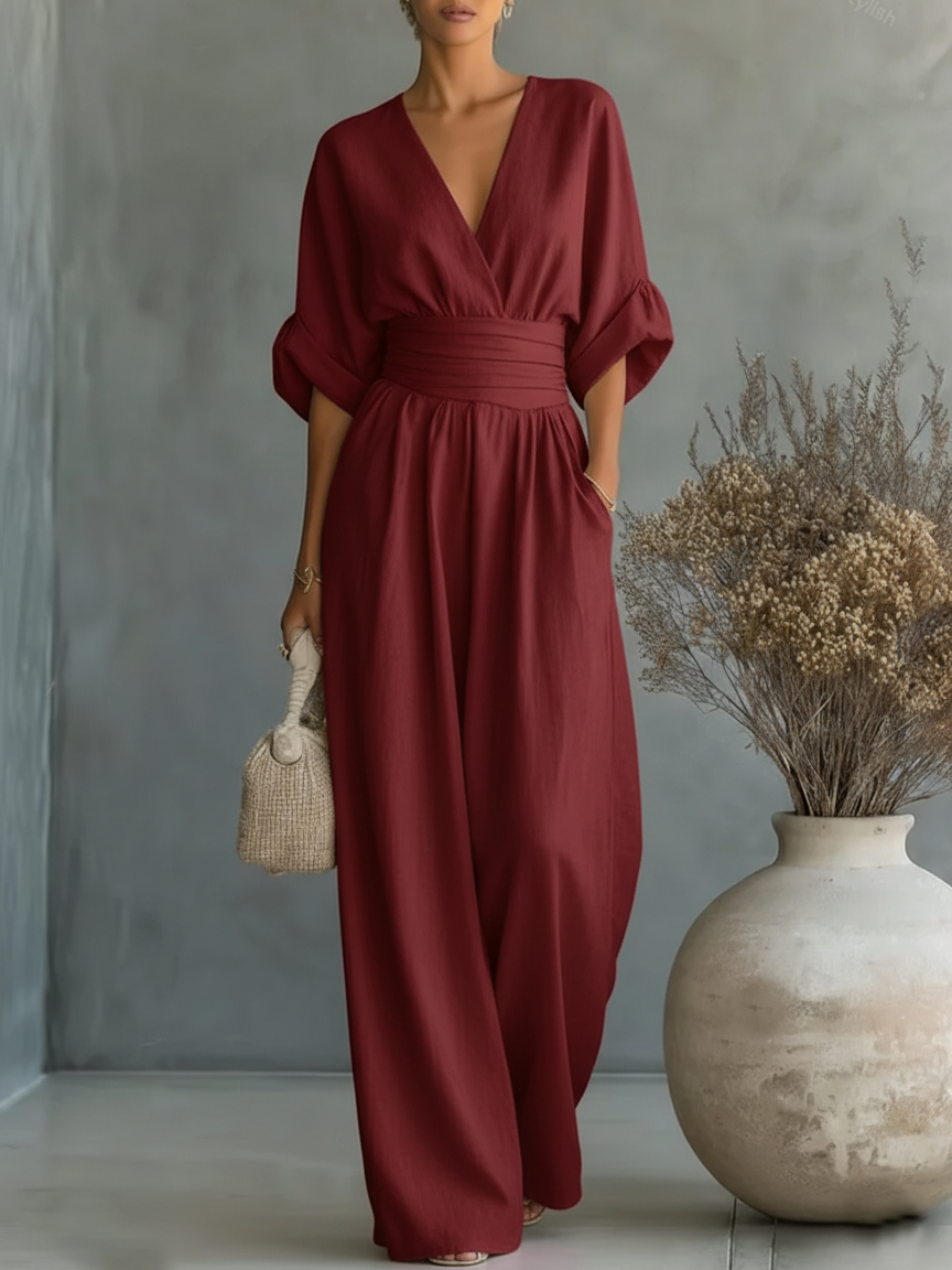 IN THE | V-NECK JUMPSUIT WITH A SOFT FIT