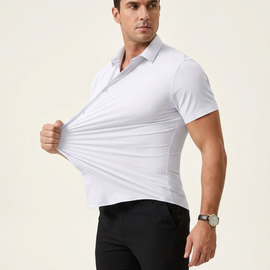 RENZO | FITTED STRETCH SHORT-SLEEVED SHIRT