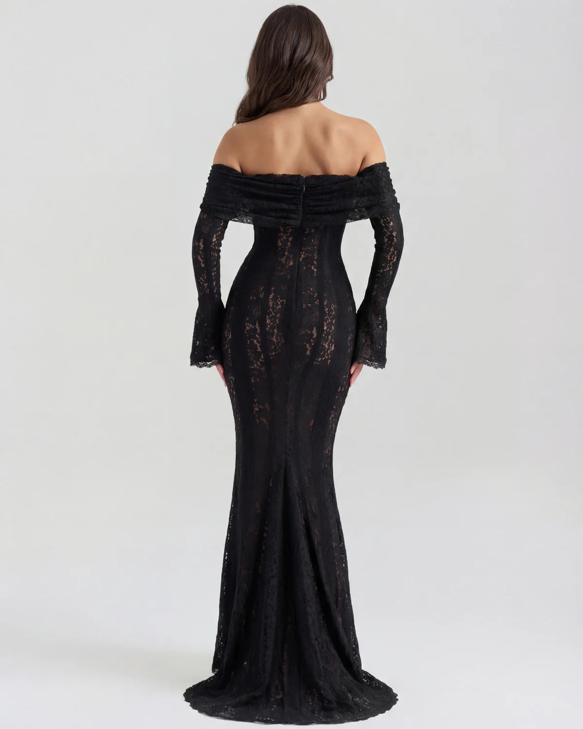 DONATELLA | LONG WHITE OFF-SHOULDER LACE DRESS