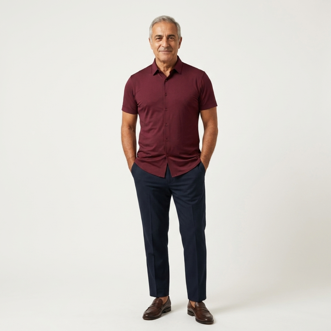 RENZO | FITTED STRETCH SHORT-SLEEVED SHIRT