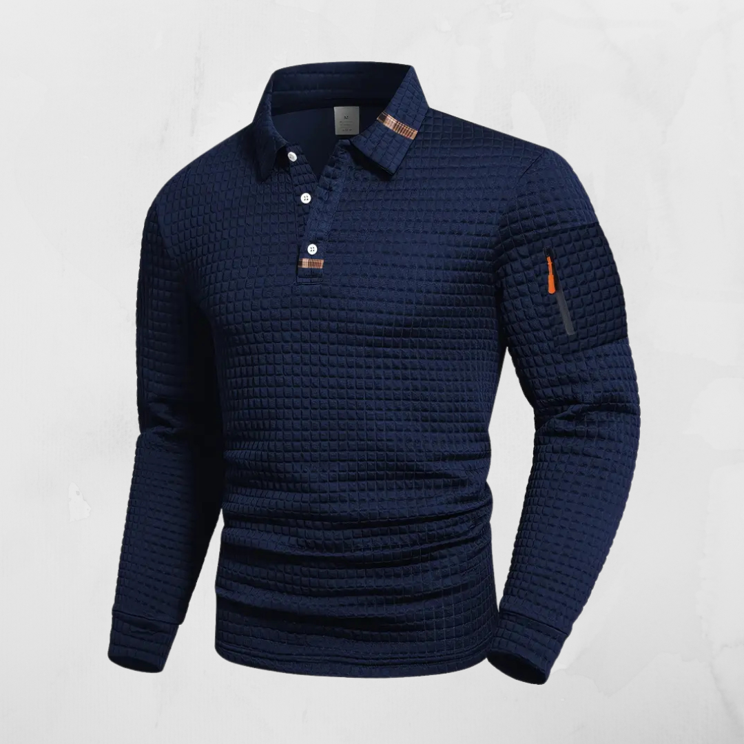 SANTO | LONG-SLEEVED POLO SHIRT WITH ZIP-UP POCKET ON THE ARM