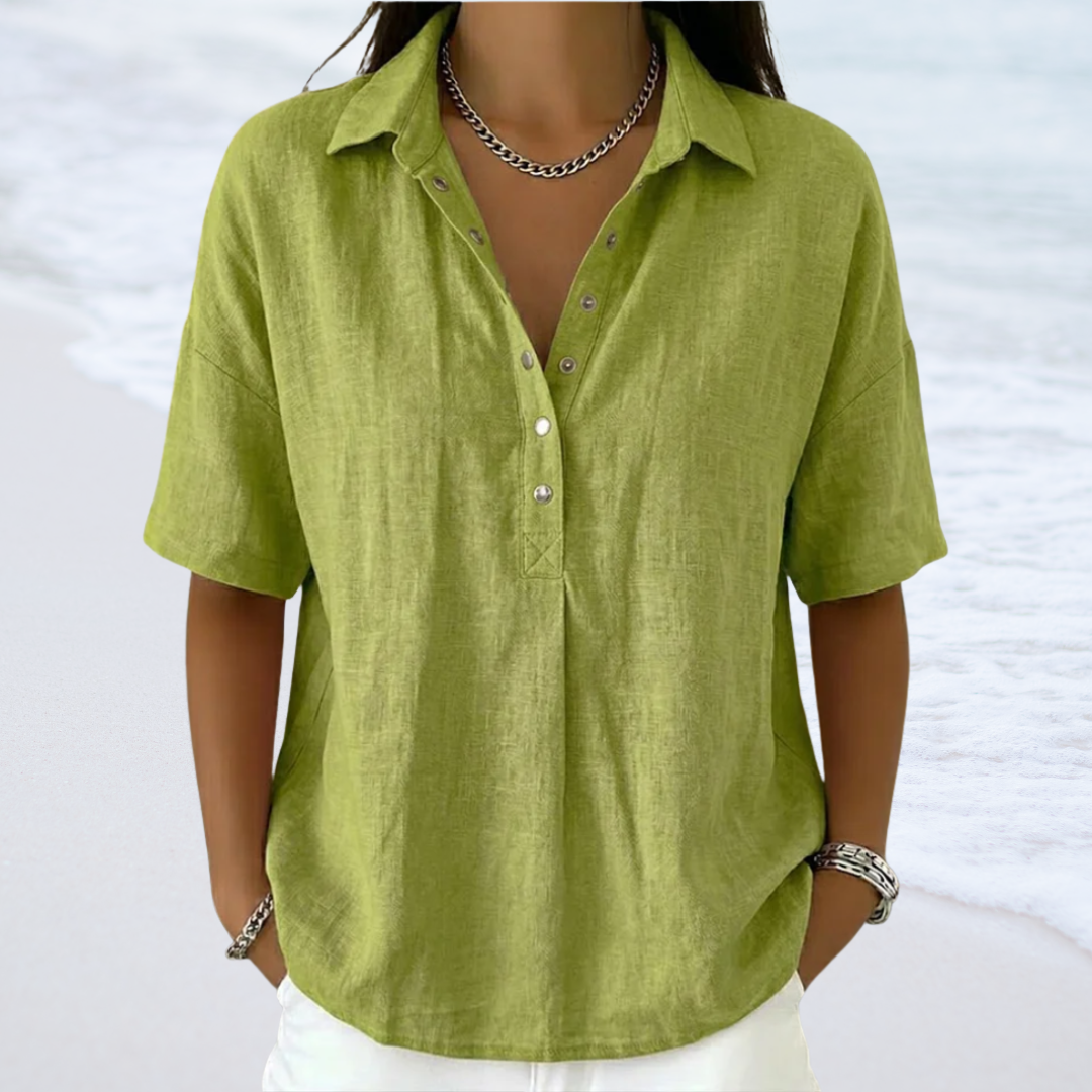 WOMEN | SHORT-SLEEVED BLOUSE WITH BUTTONS