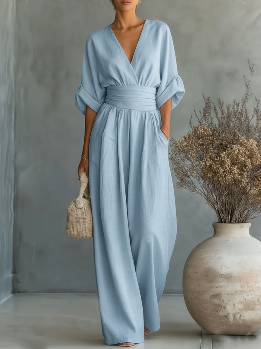 IN THE | V-NECK JUMPSUIT WITH A SOFT FIT