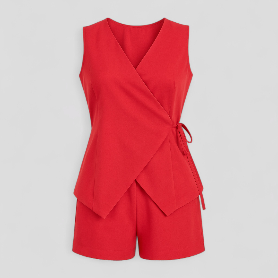 LOUISE | FRONT WRAP VEST AND SHORTS