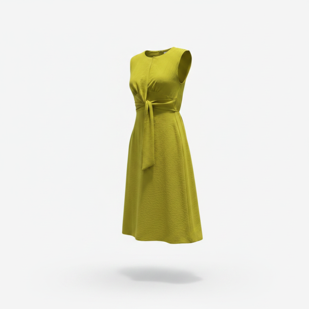 LENA | LONG SLEEVELESS DRESS WITH BOW AT THE WAIST