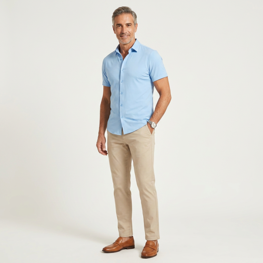 RENZO | FITTED STRETCH SHORT-SLEEVED SHIRT