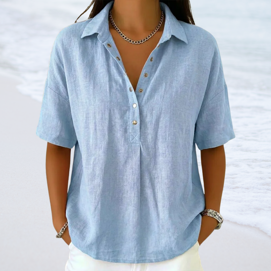 WOMEN | SHORT-SLEEVED BLOUSE WITH BUTTONS