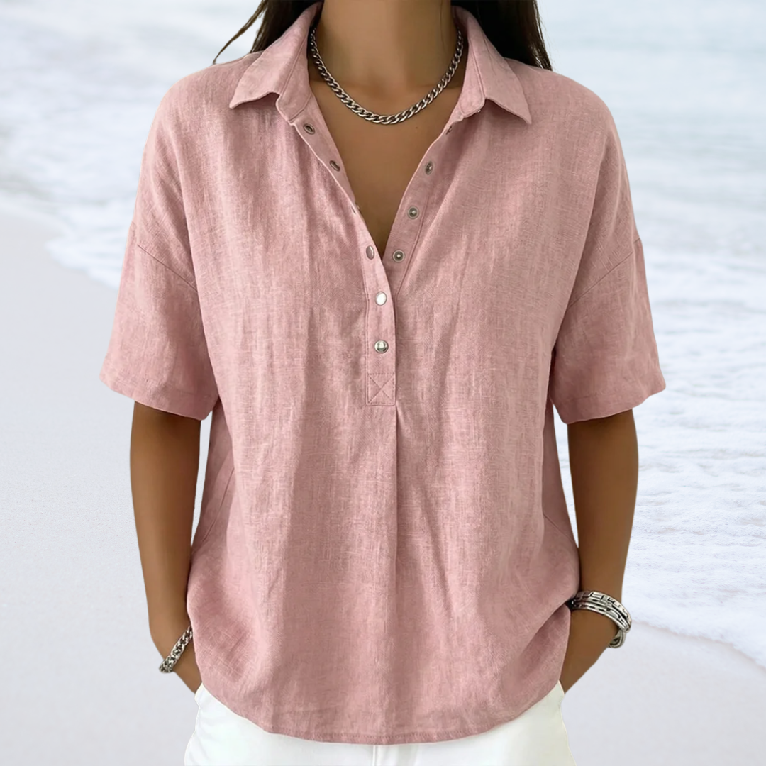 WOMEN | SHORT-SLEEVED BLOUSE WITH BUTTONS