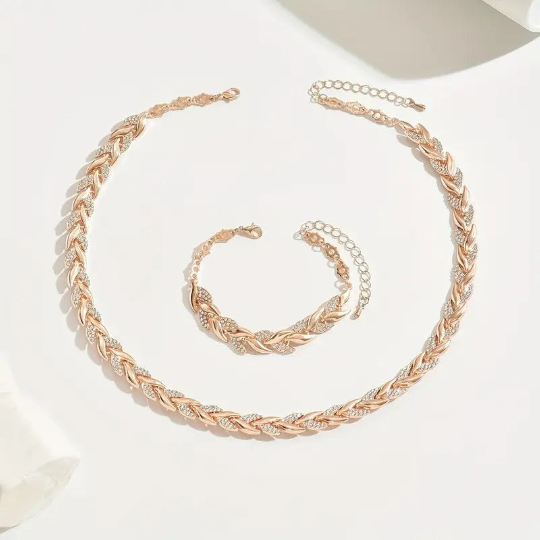 RENATA | LUXURY LEAF NECKLACE AND BRACELET SET