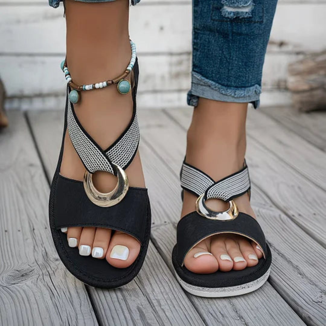 MICHELA | WEDGE SANDALS WITH ELASTIC STRAPS