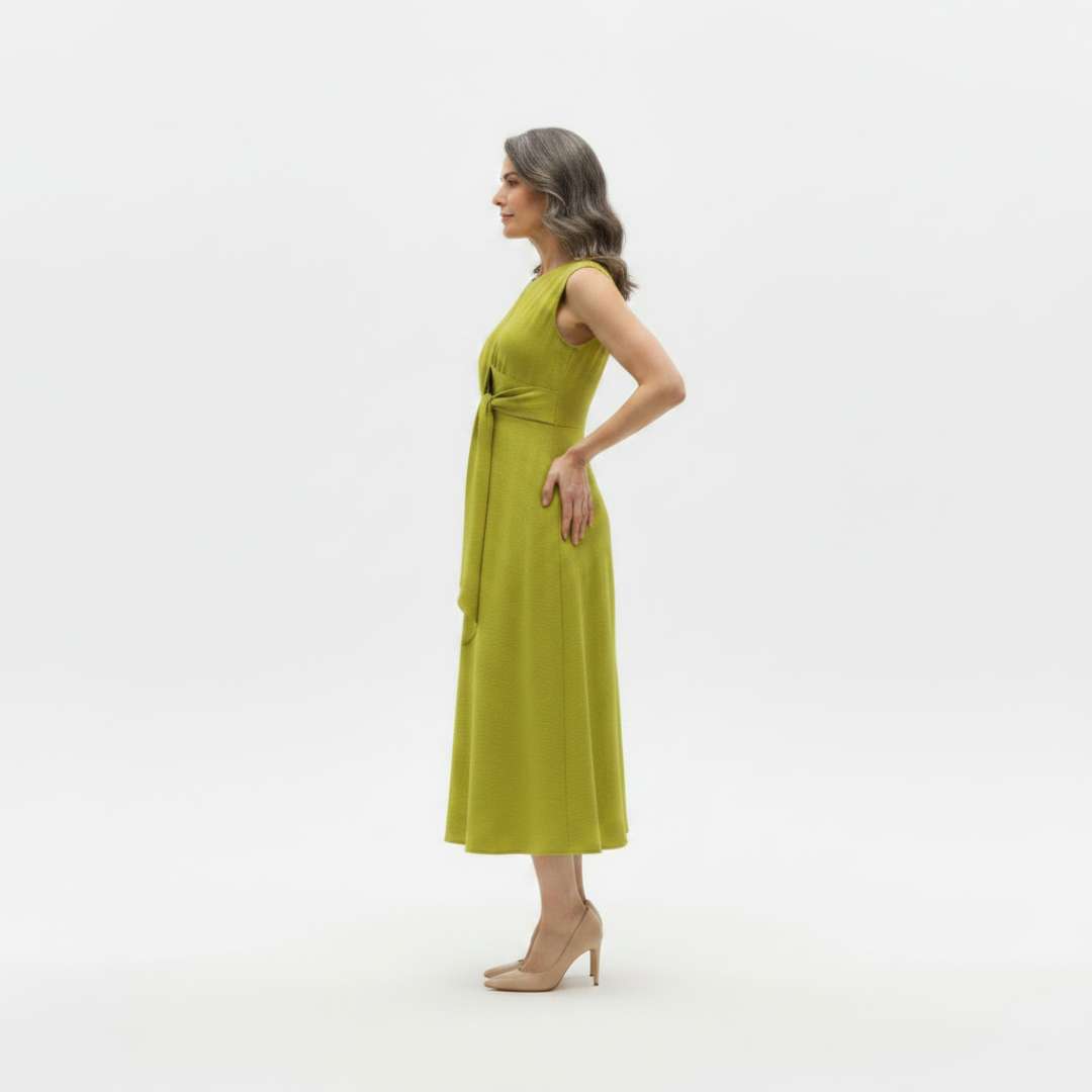 LENA | LONG SLEEVELESS DRESS WITH BOW AT THE WAIST