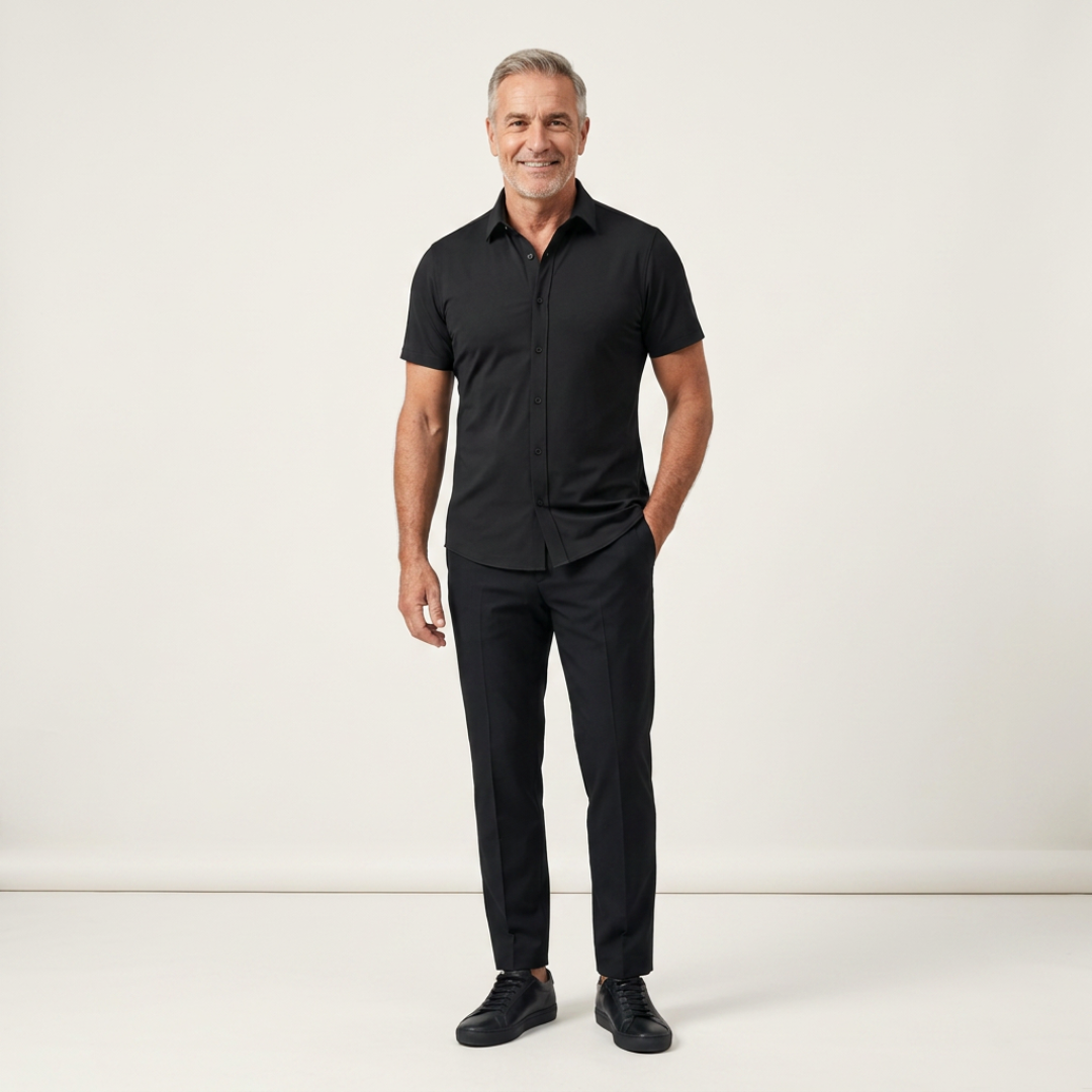 RENZO | FITTED STRETCH SHORT-SLEEVED SHIRT