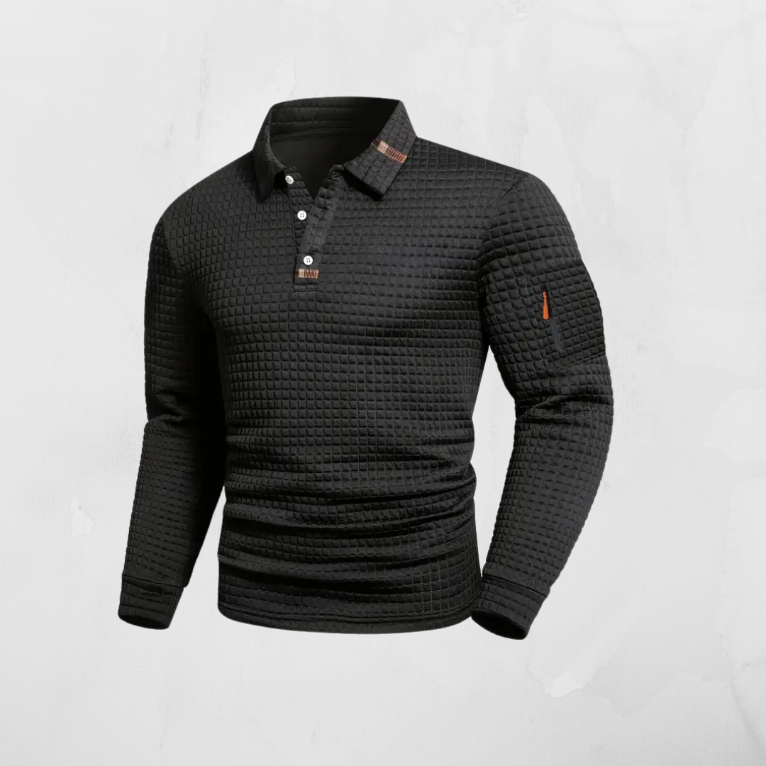 SANTO | LONG-SLEEVED POLO SHIRT WITH ZIP-UP POCKET ON THE ARM