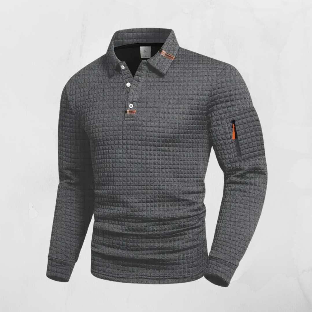 SANTO | LONG-SLEEVED POLO SHIRT WITH ZIP-UP POCKET ON THE ARM