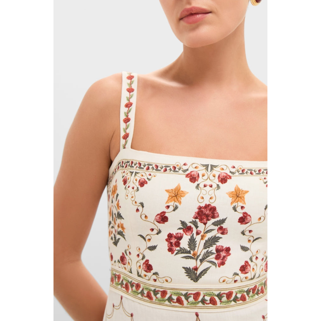 JENNY | FLORAL LINEN-COTTON BLEND MAXI DRESS