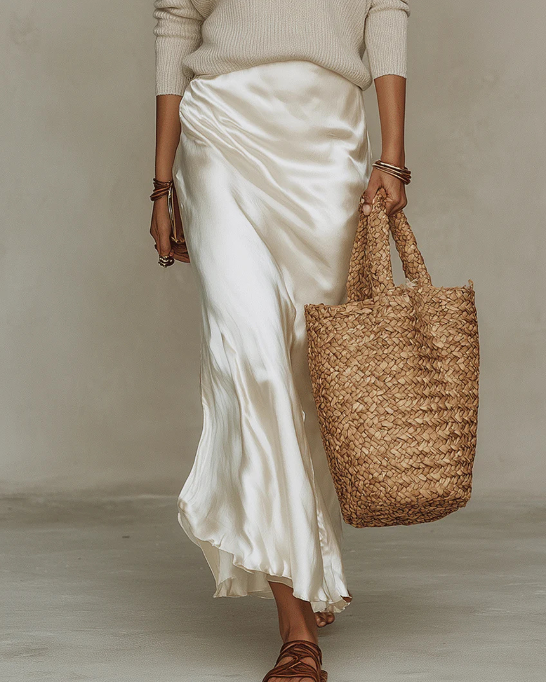 ALMA | SATIN MIDI DRESS WITH SWEATER
