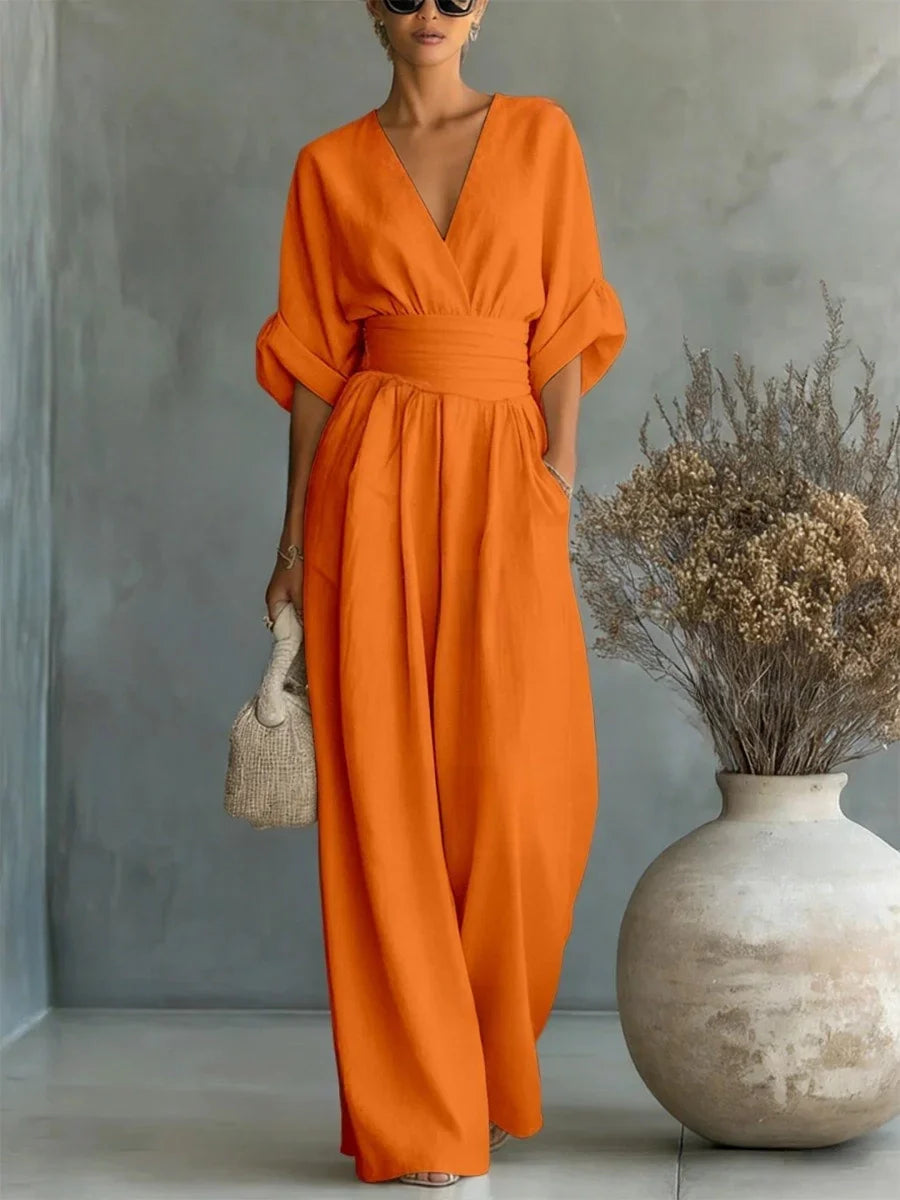IN THE | V-NECK JUMPSUIT WITH A SOFT FIT