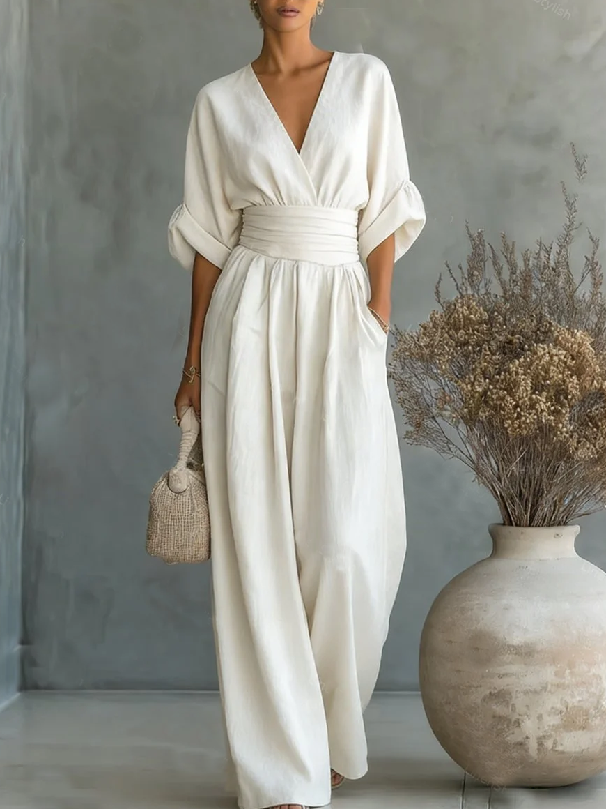 IN THE | V-NECK JUMPSUIT WITH A SOFT FIT