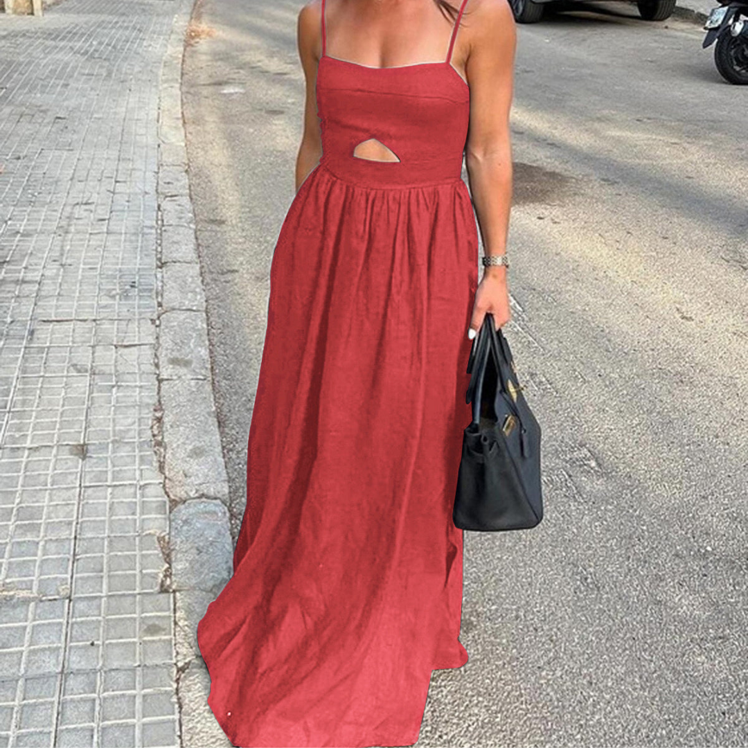 LAURA Cotton Cutout Long Dress - Red