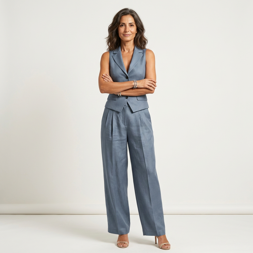GEMMA | TWO-PIECE SUIT WITH V-NECK AND VEST