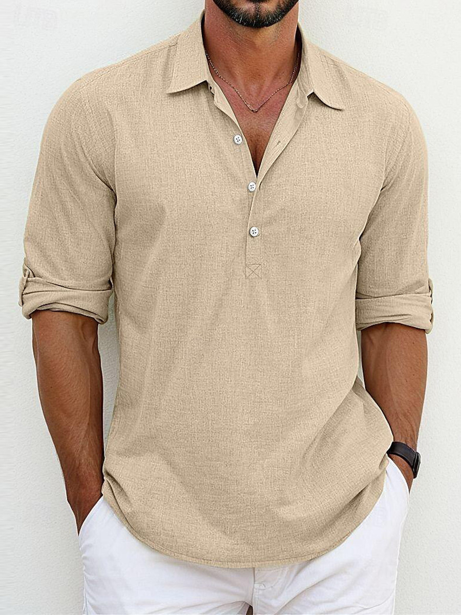 LUCA | LINEN-STYLE SUMMER SHIRT WITH 1/4 BUTTONS
