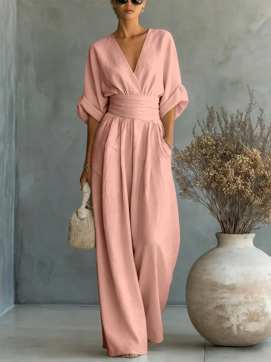 IN THE | V-NECK JUMPSUIT WITH A SOFT FIT