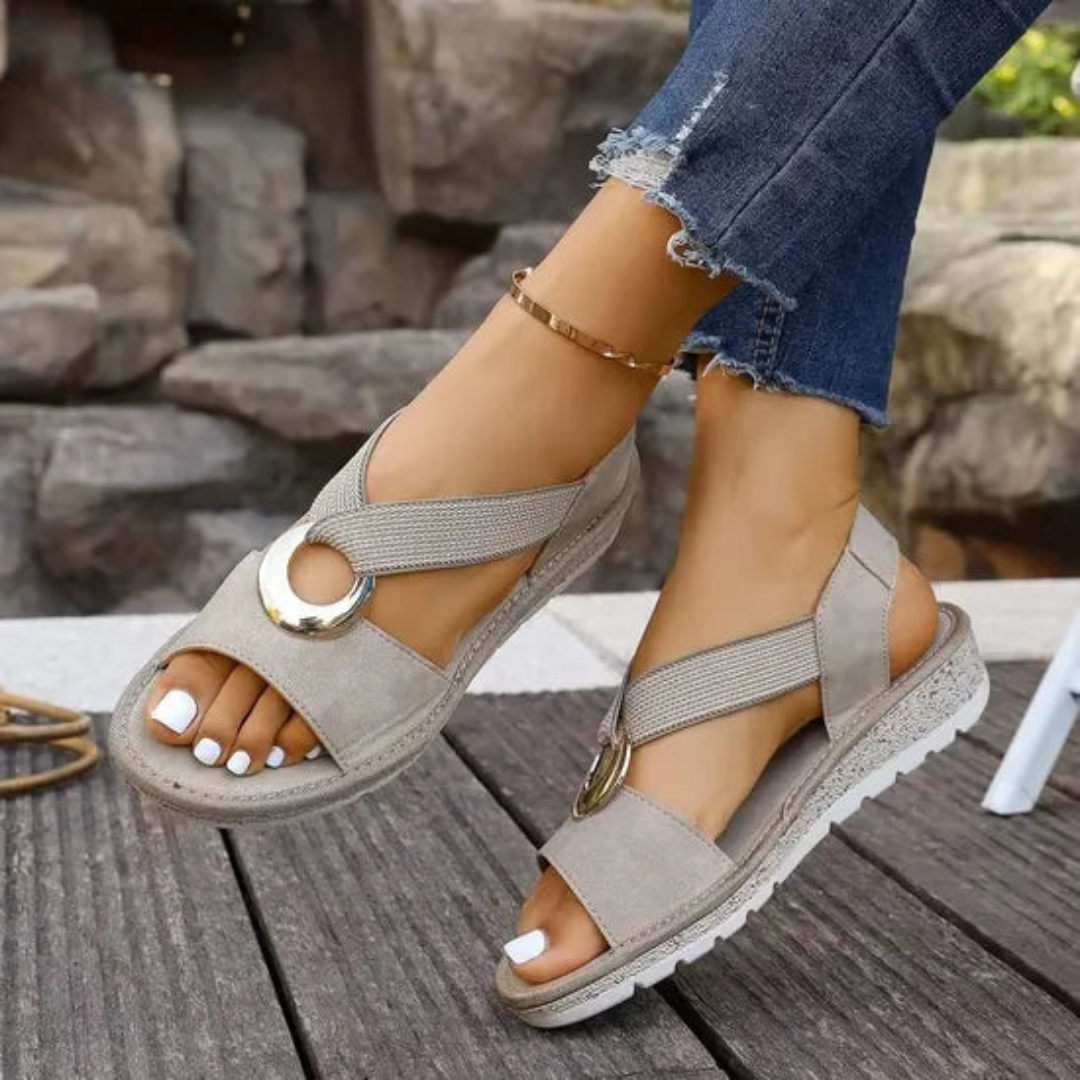 MICHELA | WEDGE SANDALS WITH ELASTIC STRAPS