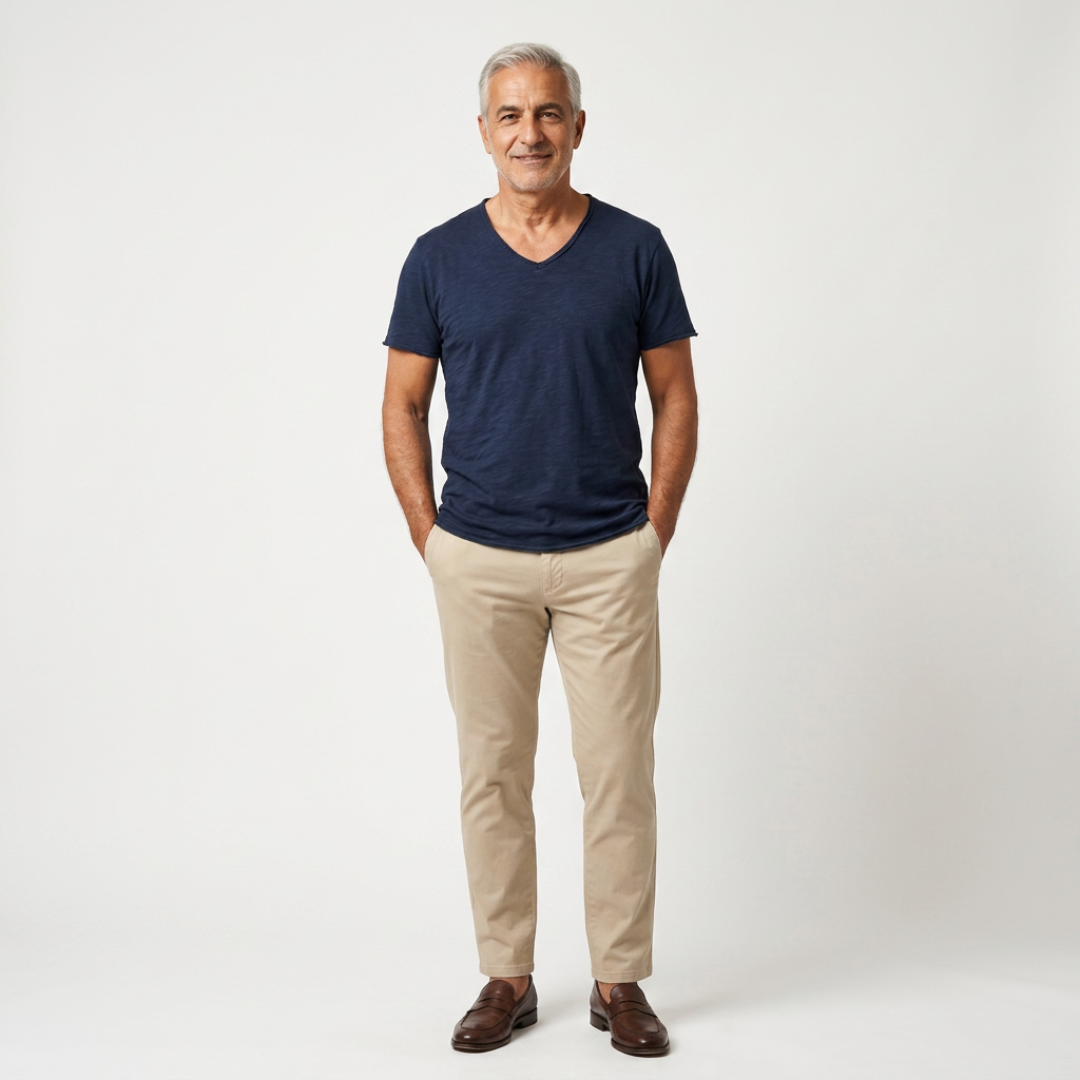 NUNCIO | 100% COTTON RAW-EDGE V-NECK T-SHIRT