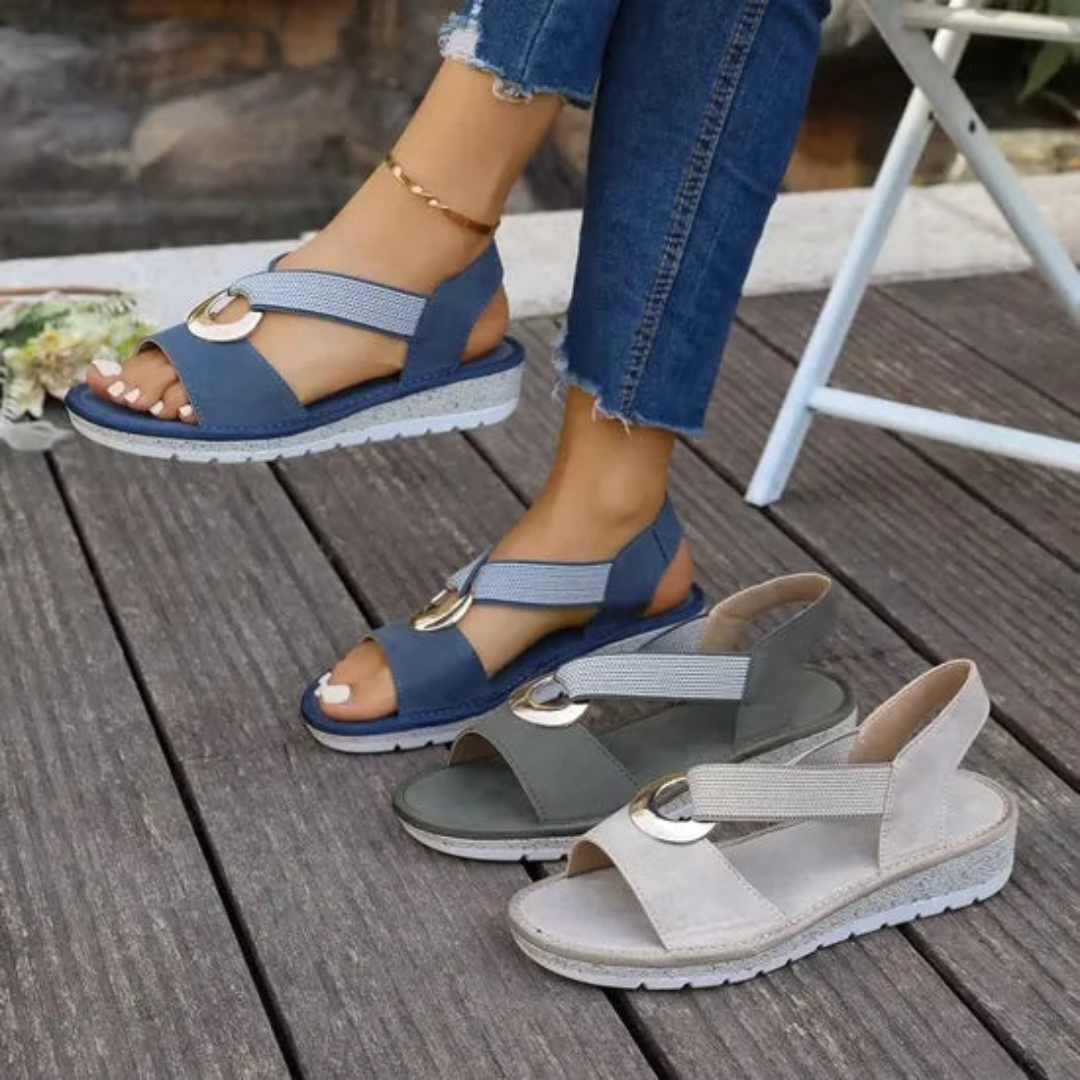 MICHELA | WEDGE SANDALS WITH ELASTIC STRAPS