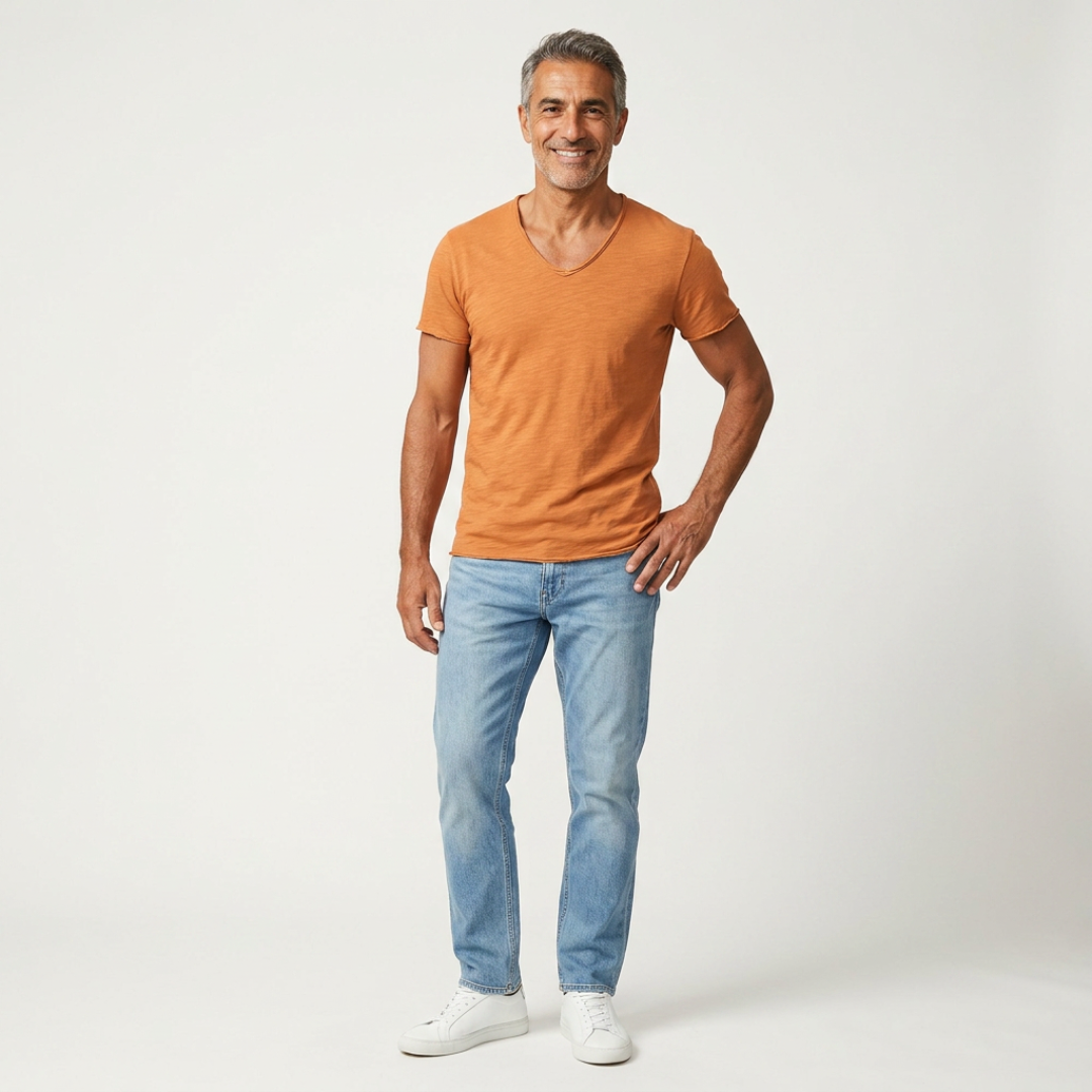 NUNCIO | 100% COTTON RAW-EDGE V-NECK T-SHIRT