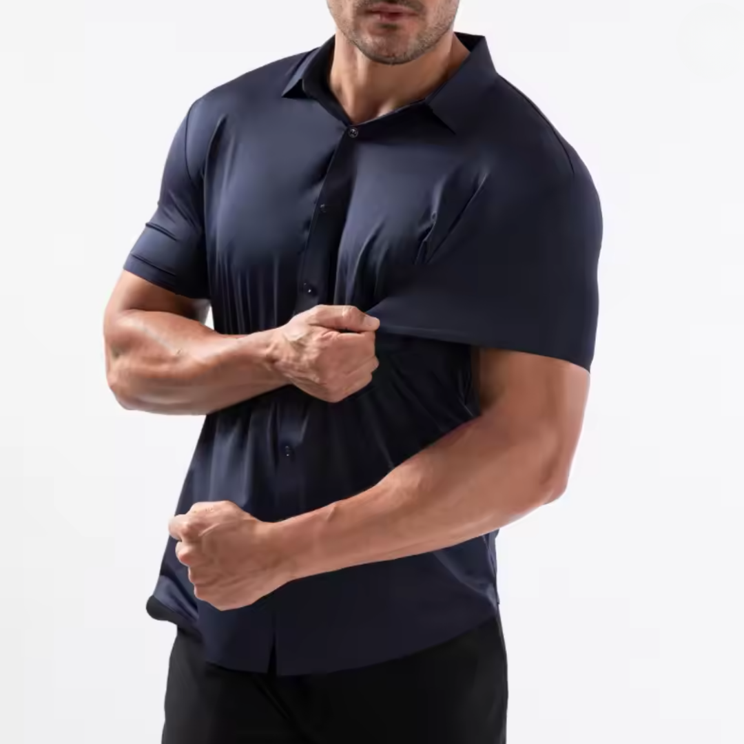 RENZO | FITTED STRETCH SHORT-SLEEVED SHIRT