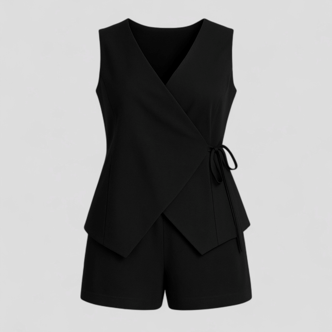 LOUISE | FRONT WRAP VEST AND SHORTS