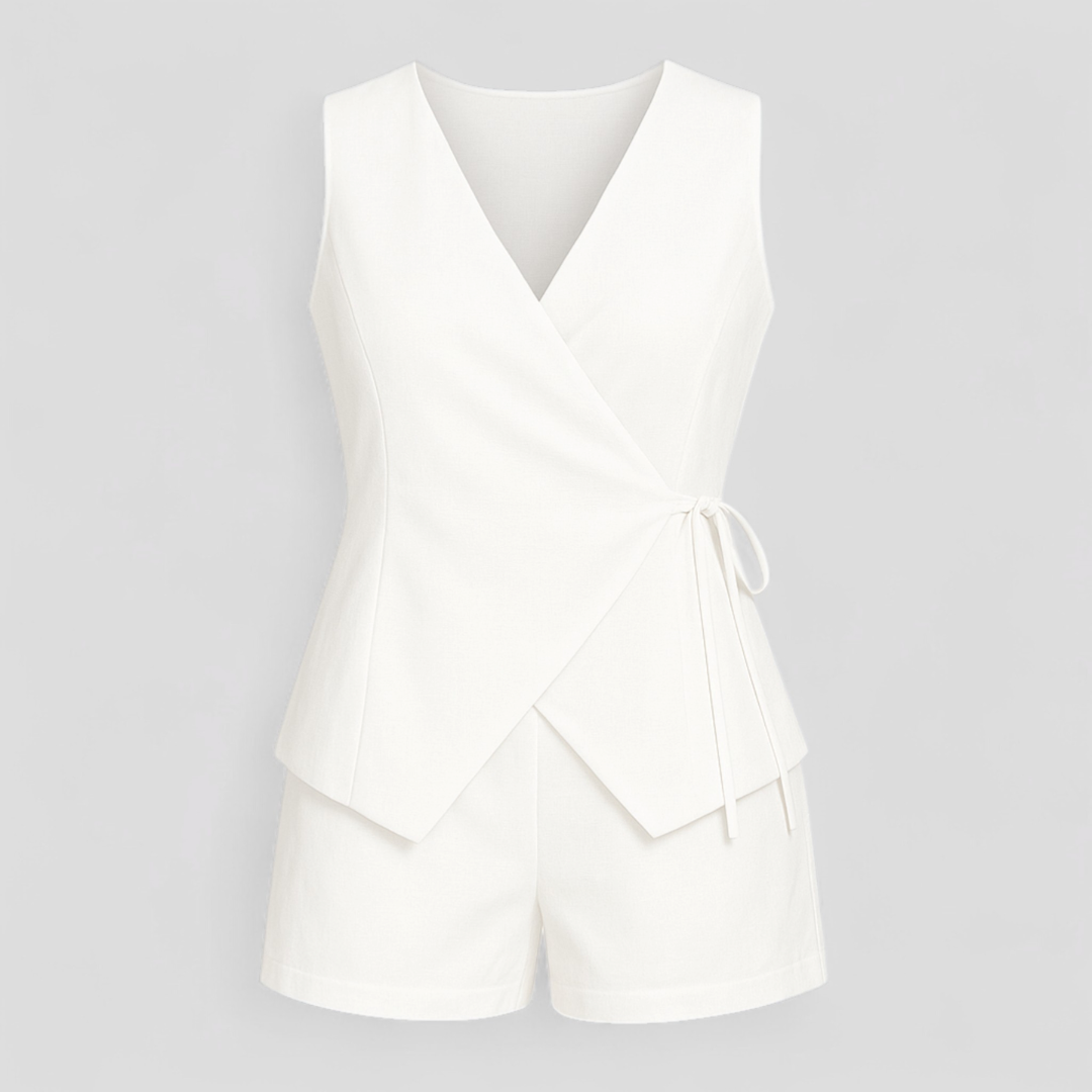 LOUISE | FRONT WRAP VEST AND SHORTS