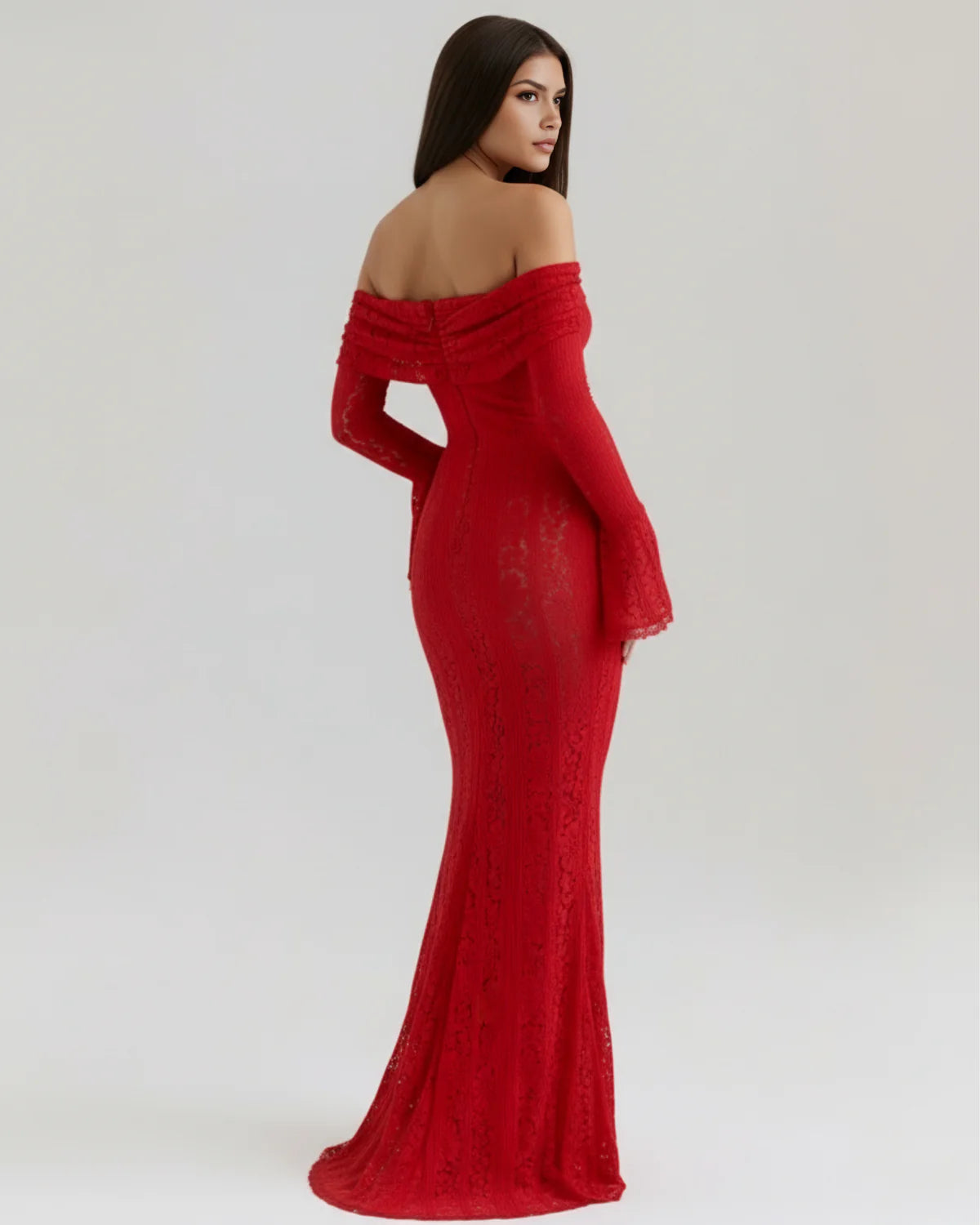 DONATELLA | LONG WHITE OFF-SHOULDER LACE DRESS