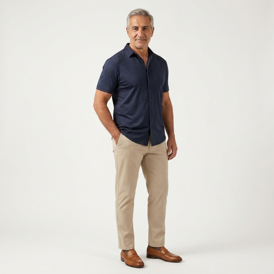 RENZO | FITTED STRETCH SHORT-SLEEVED SHIRT