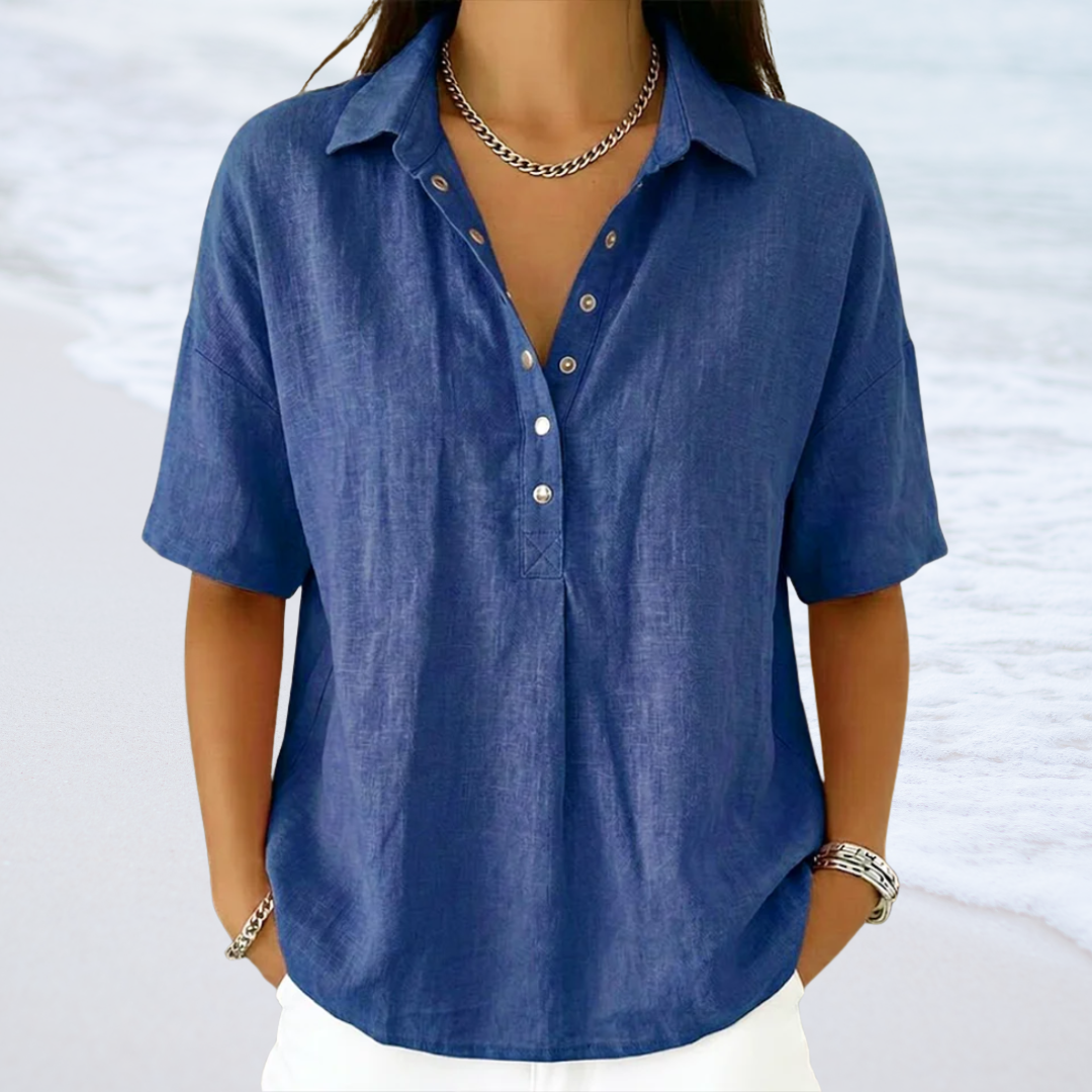 WOMEN | SHORT-SLEEVED BLOUSE WITH BUTTONS