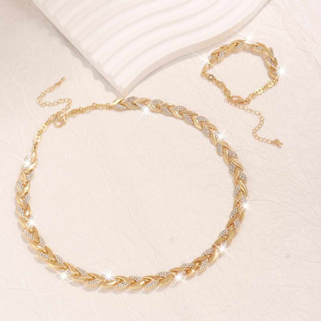 RENATA | LUXURY LEAF NECKLACE AND BRACELET SET