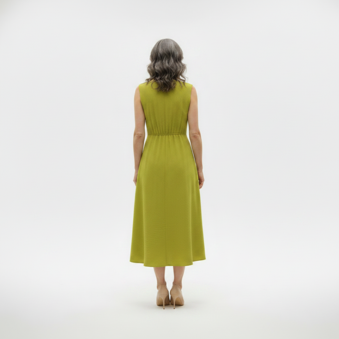 LENA | LONG SLEEVELESS DRESS WITH BOW AT THE WAIST
