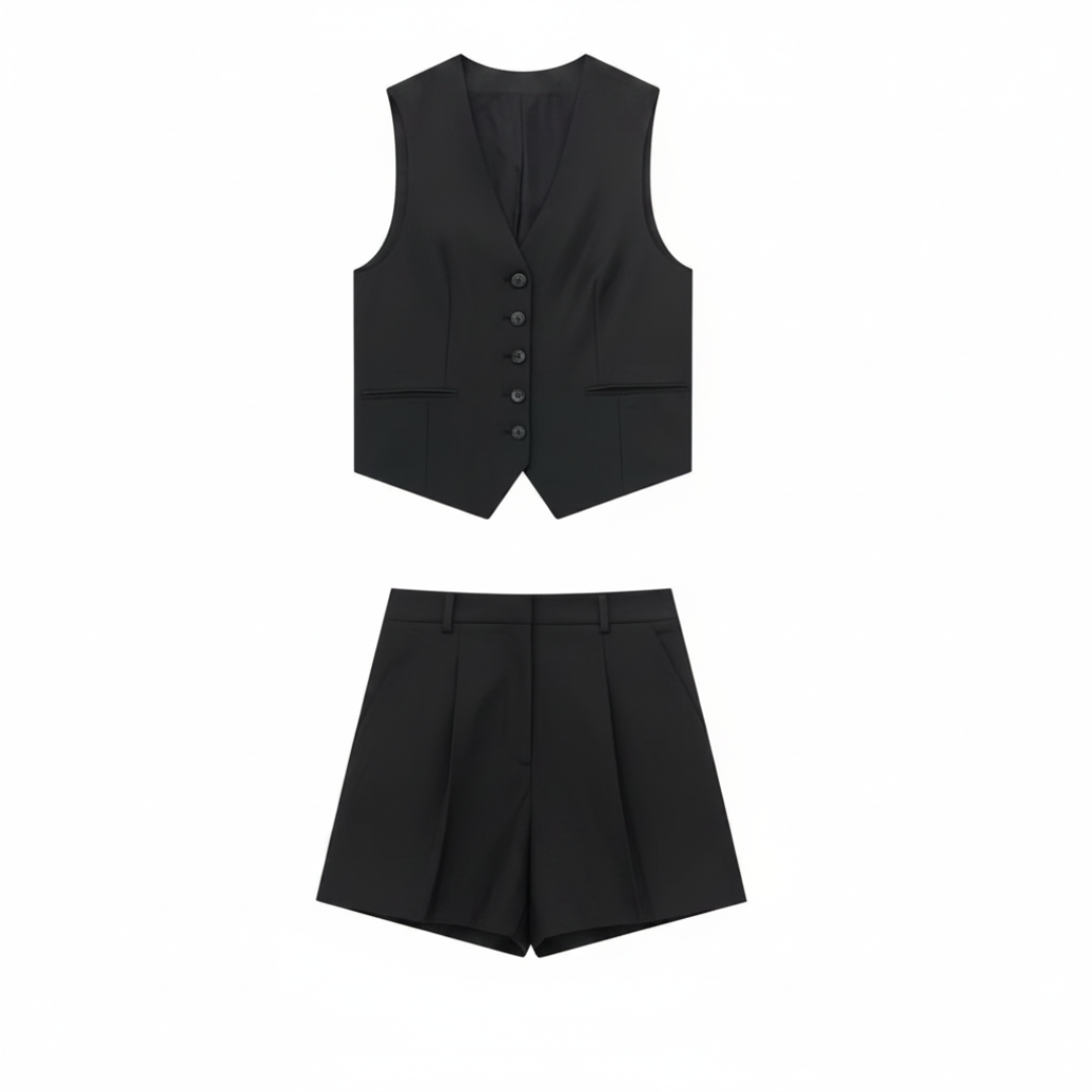 CARA | SUMMER OUTFIT WITH V-NECK VEST AND SHORTS
