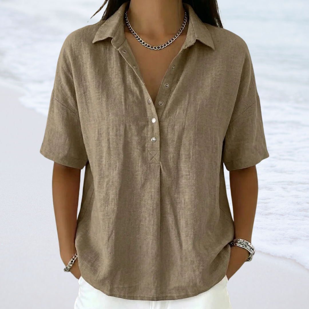 WOMEN | SHORT-SLEEVED BLOUSE WITH BUTTONS