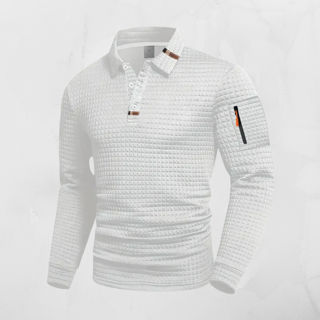 SANTO | LONG-SLEEVED POLO SHIRT WITH ZIP-UP POCKET ON THE ARM