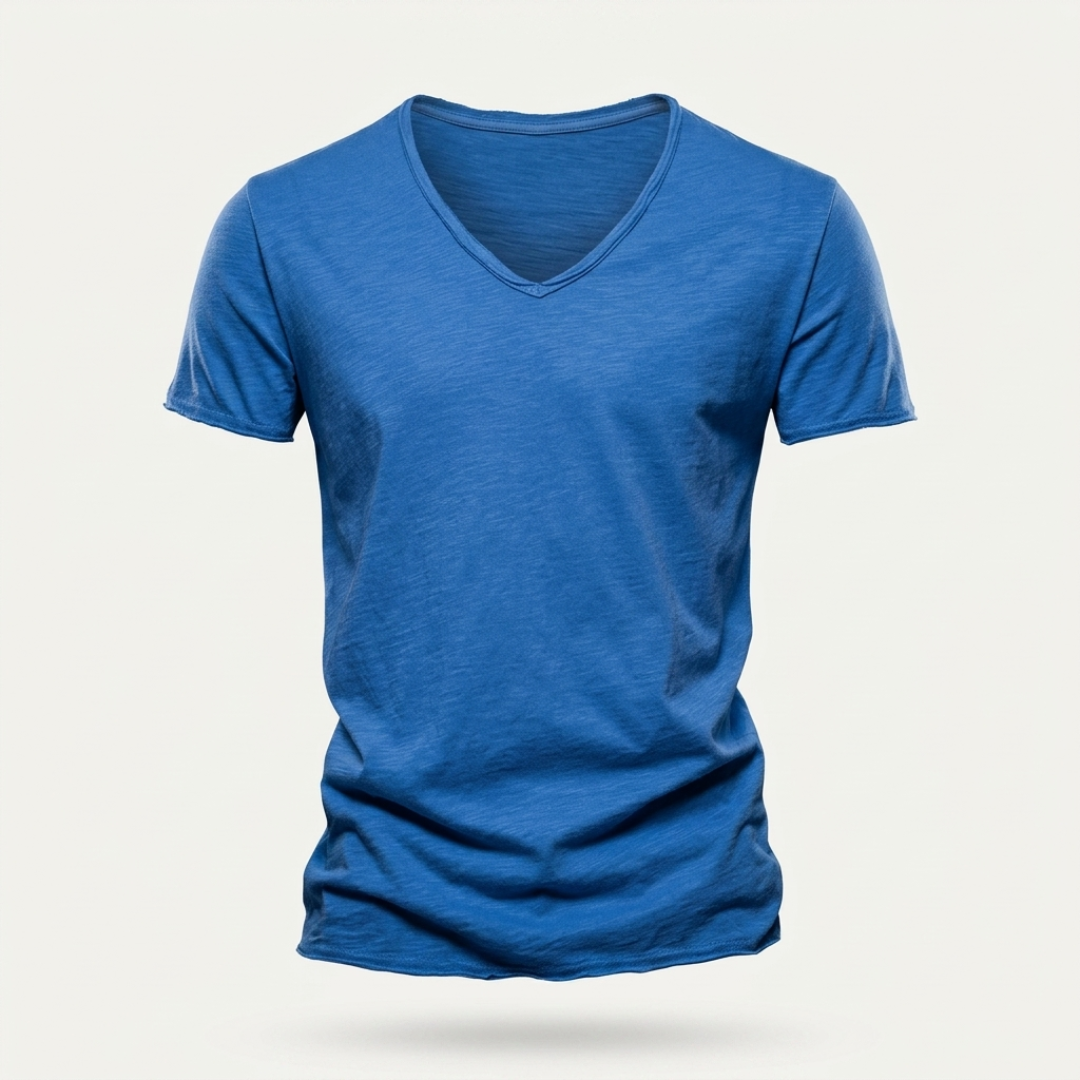NUNCIO | 100% COTTON RAW-EDGE V-NECK T-SHIRT