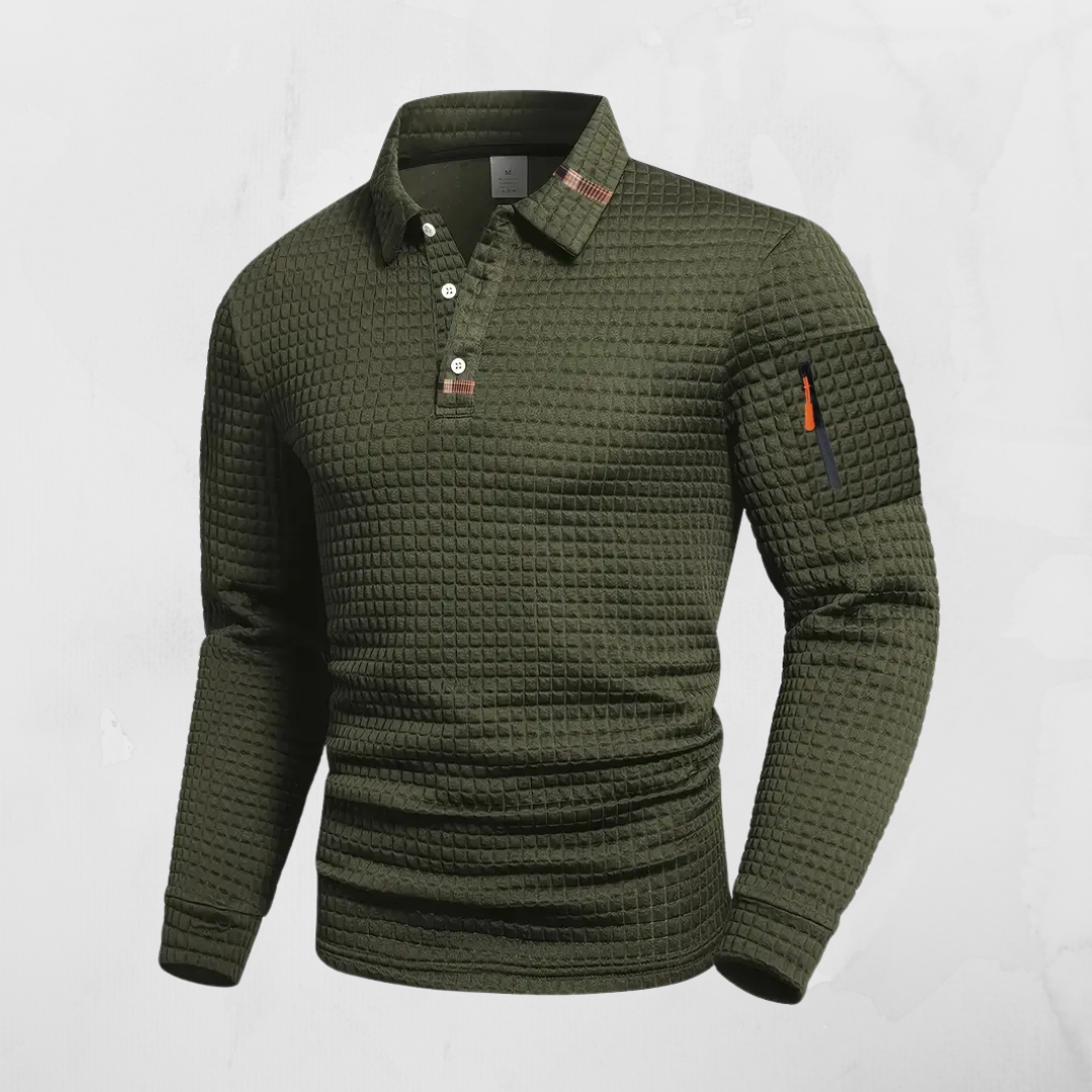 SANTO | LONG-SLEEVED POLO SHIRT WITH ZIP-UP POCKET ON THE ARM