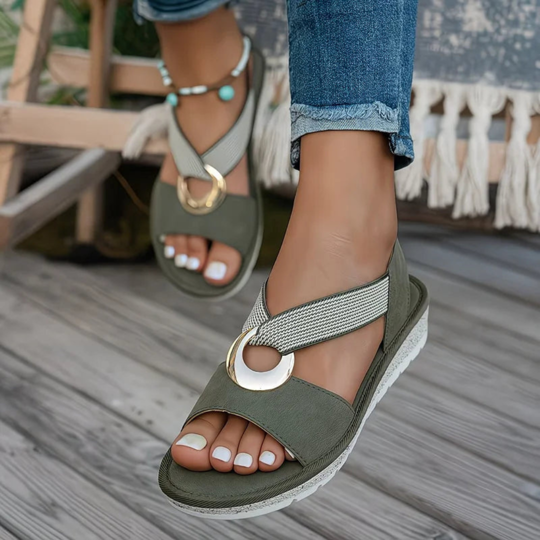 MICHELA | WEDGE SANDALS WITH ELASTIC STRAPS