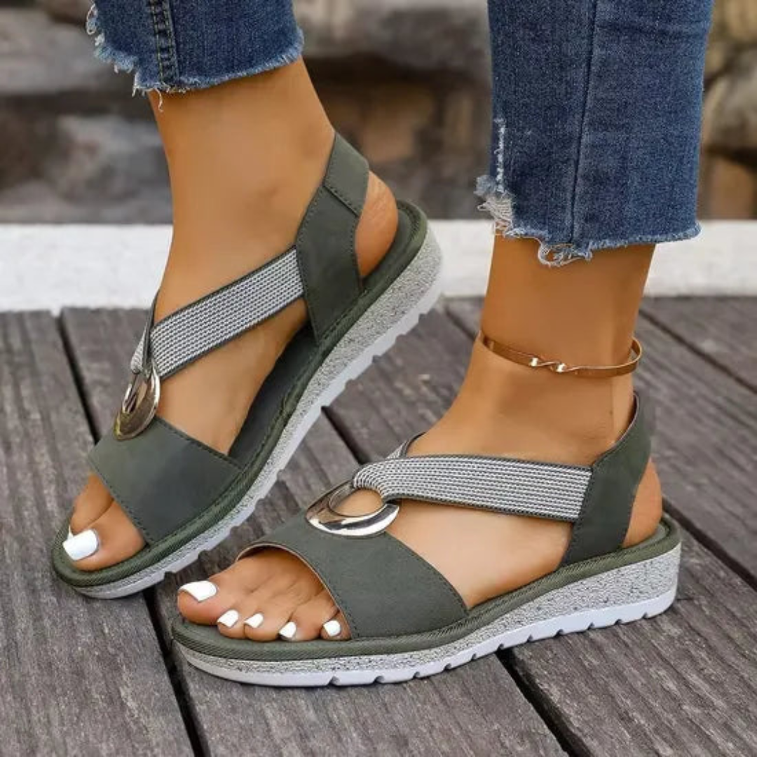 MICHELA | WEDGE SANDALS WITH ELASTIC STRAPS