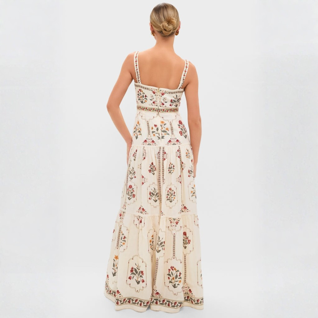JENNY | FLORAL LINEN-COTTON BLEND MAXI DRESS