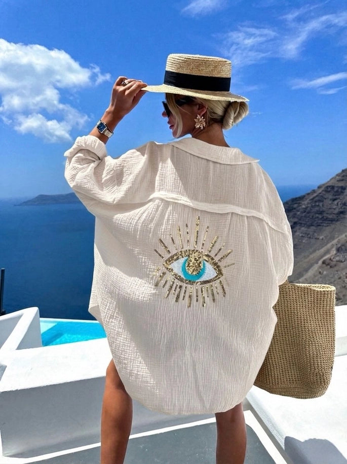 LUCIA | OVERSIZED SEQUIN EYED SHIRT