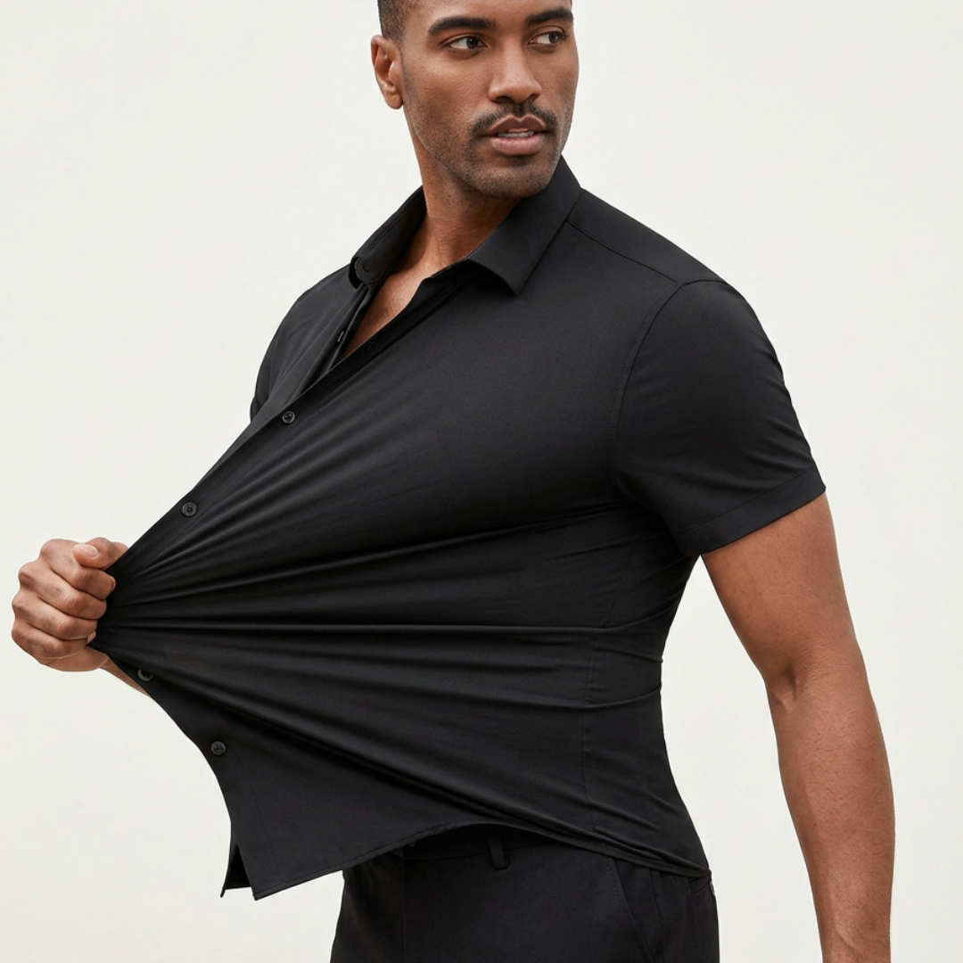 RENZO | FITTED STRETCH SHORT-SLEEVED SHIRT