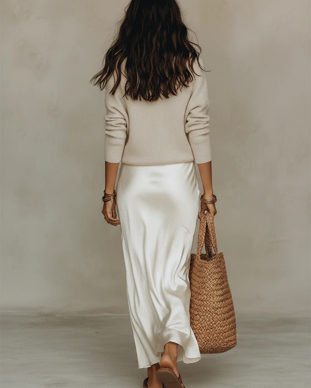 ALMA | SATIN MIDI DRESS WITH SWEATER