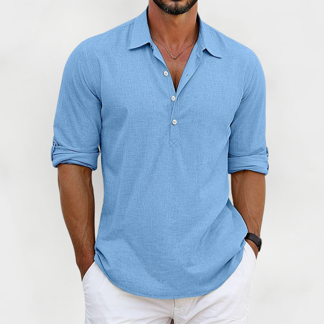 LUCA | LINEN-STYLE SUMMER SHIRT WITH 1/4 BUTTONS